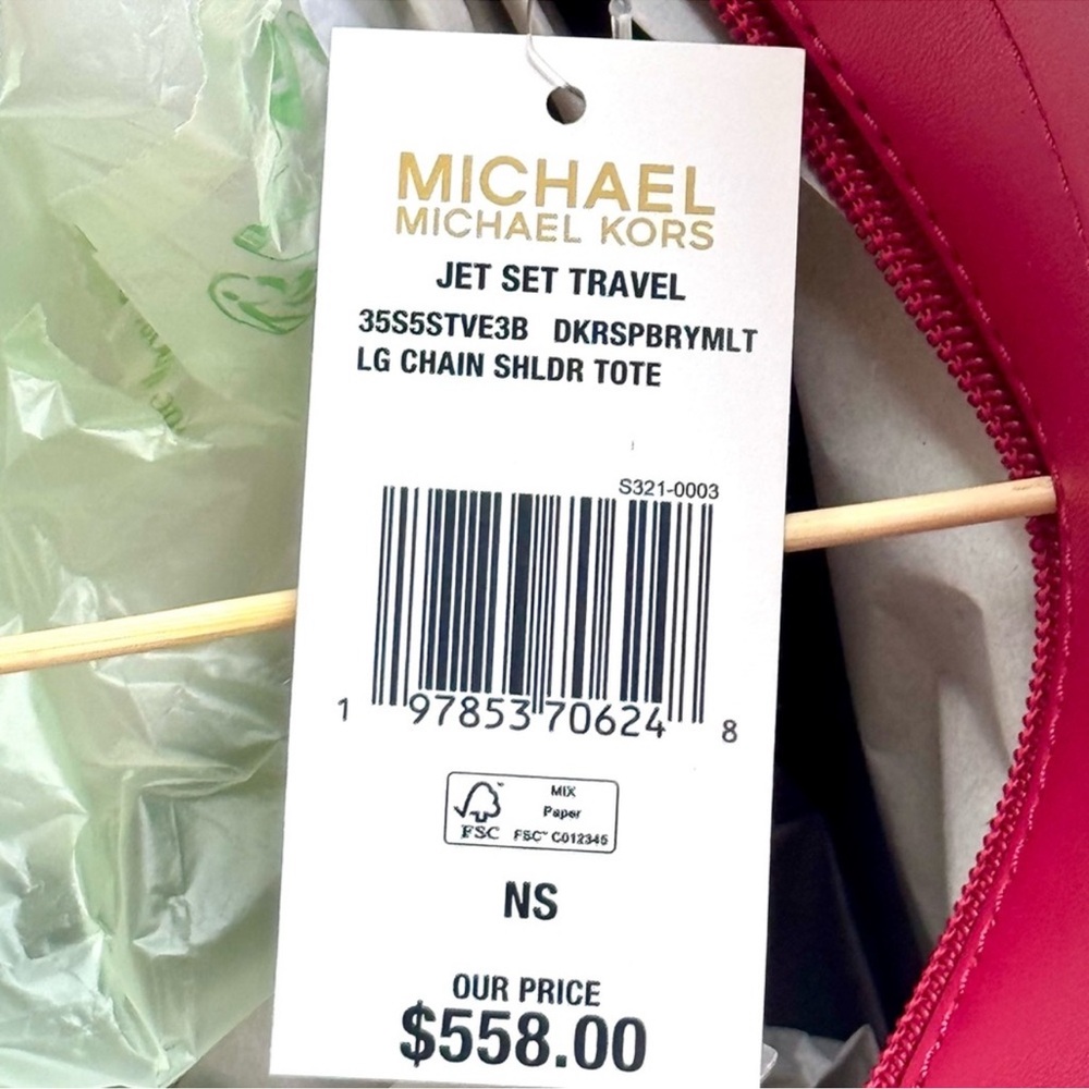 Michael Kors Large Jet Set Travel Chain Shoulder Bag Dark Raspberry Multi - Picture 7 of 7